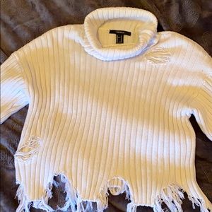 distressed turtle neck sweater